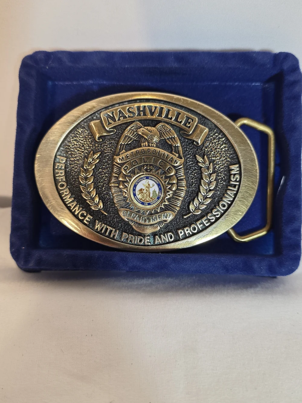 Vintage Nashville Police Belt Buckle 1986 IACP 93rd Conference Solid Brass TBW